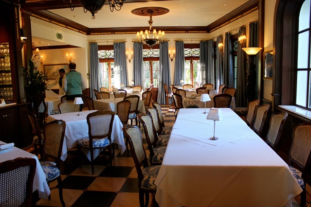 The few select tables that Club 33 has for people to sit down and dine. 