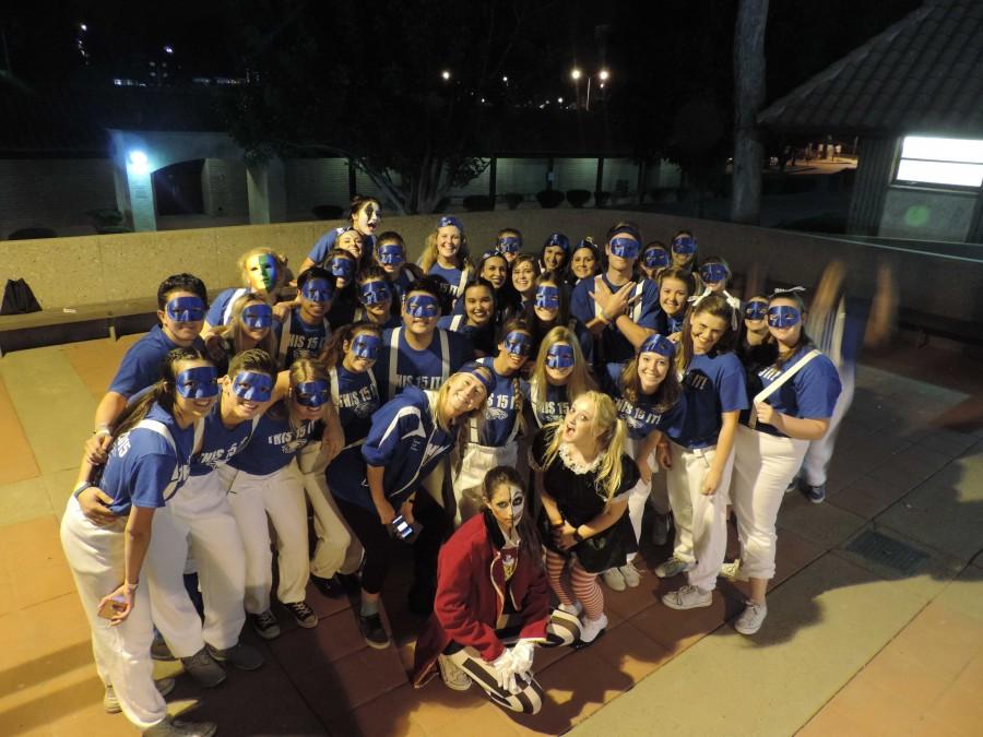 Before the performance - SMCHS seniors group together after their practice before they perform during the halftime show.