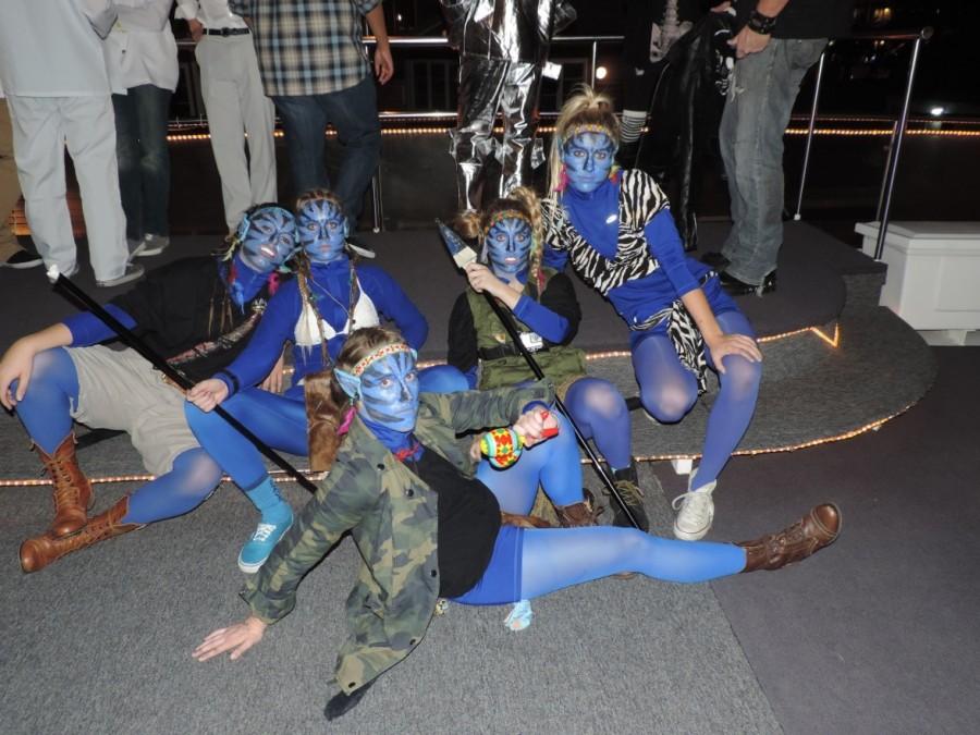 Blue all over - Senior avatars Kylie Lyall, Mackenna Carney, Kiera Makowecki, Carrie Marquart and Rachel Hoffman came all the way from their planet Pandora to attend the senior cruise.