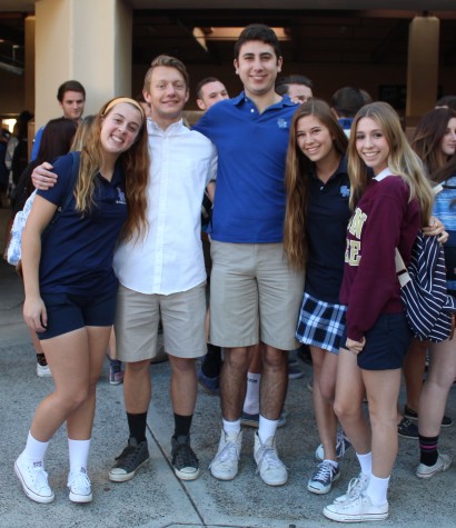 Senior full IB students Emilie Marcinkowski, Danny Semeniuta, Will Mortimer, Katie Roschak and Carlee DiNicola smile in the first days of their last semester.