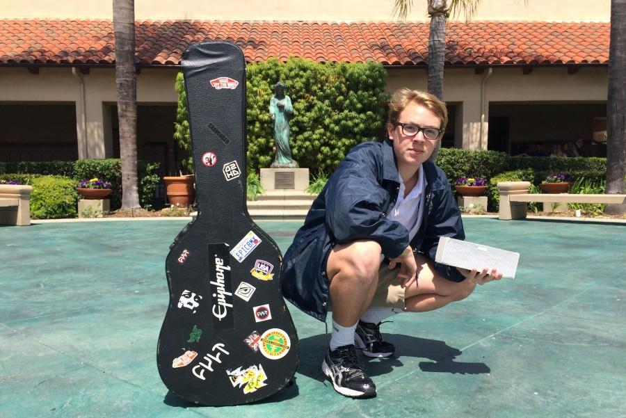 He’s got the beat – The popular speaker and guitar are all sophomore Grayson Burke needs to get through the day. 