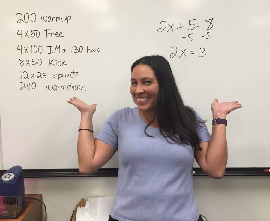 Renee Blanc-Supernaw is not only a math teacher by day but also a swim coach by... later in the day.