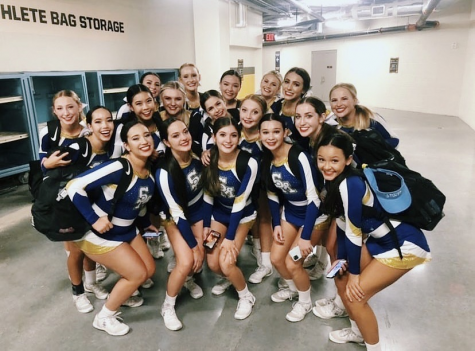 The 2019-2020 Varsity Cheer team in Orlando, Florida after placing in the final 3 at UCA Nationals.