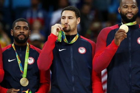
SM alumnus, Klay Thompson, accepting his gold medal at the 2016 Olympics.