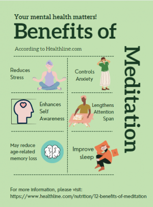 Meditation has numerous mental and physical health benefits. Healthline has outlined 12 benefits of meditation.