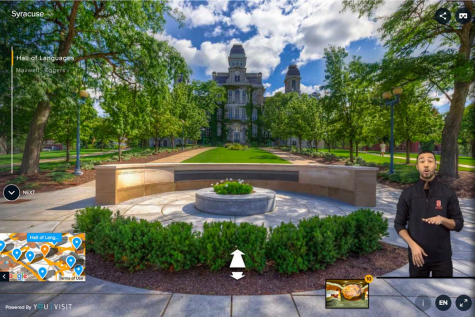 Photo by Syracuse University
This is an example of a common platform for virtual college tours. According to the popular virtual campus production program YouVisit (as depicted above), around 1.4 million people watched one of their tours between March 13 through April 13 of 2020.